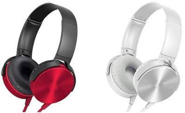 Top Headset Mic cheap price 5stars Flipkart in India 21 SAIANSH ENTERPRISES (Pack Of 2) XB450 Wired On-Ear Headphones with Mic Wired, Bluetooth Headset