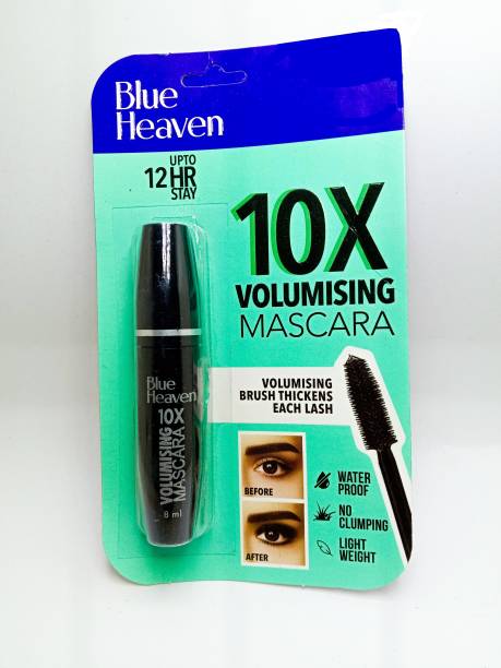 BLUE HEAVEN 10X Volumising Mascara Water Proof Upto 12HR Stay 8ML Set Of 1 8 ml