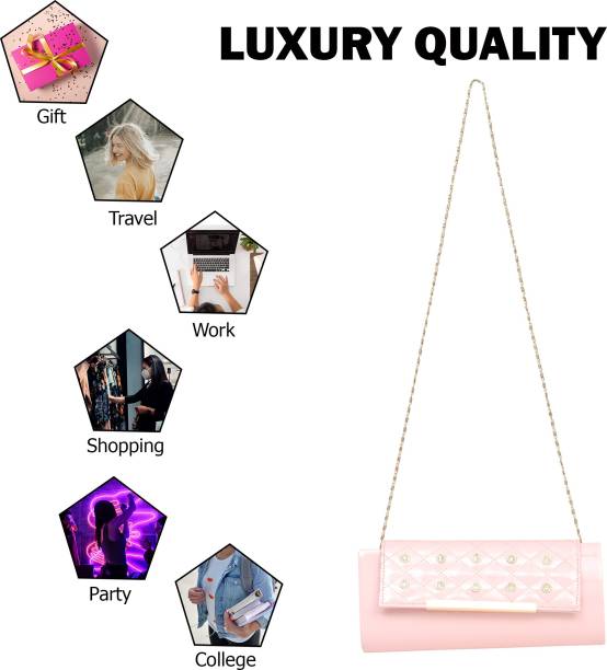 Party Pink  Clutch  - Regular Size Price in India