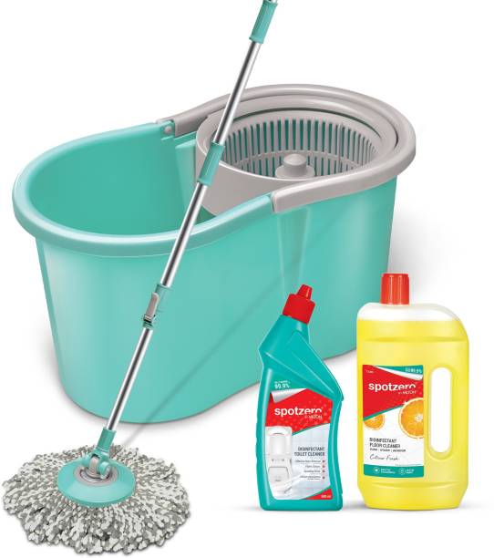 Spotzero by Milton Mini Mop Cleaning Kit Set - (Disinfectant Toilet Cleaner 1pc x 500 ml, Disinfectant Floor Cleaner 1pc x 500 ml) Mop