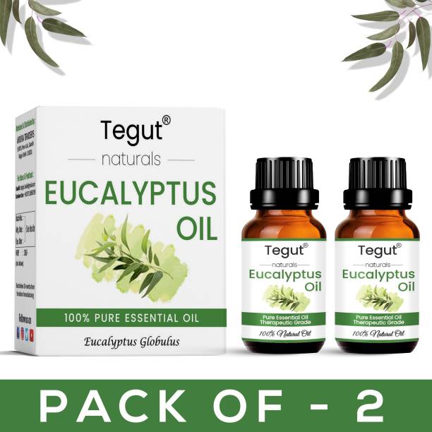 Tegut Eucalyptus Essential Oil 100% Pure for Cough, Colds, Clear Breathing, Joints Pain, Mosquitos (10 ml) (Pack of 2)