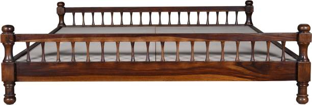 Saffron Art and Craft Sheesham Wood Solid Wood King Bed