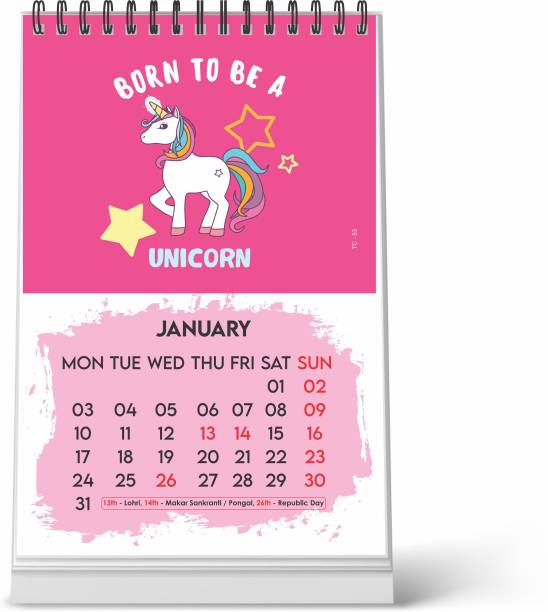 ESCAPER Unicorn Calendar 2022 for Kids (Desk Calendar- A5 Size - 8.5 x 5.5 inch - 12 Pages Month Wise) | Unicorn Calendar 2022 for Girls 2022 Table Calendar