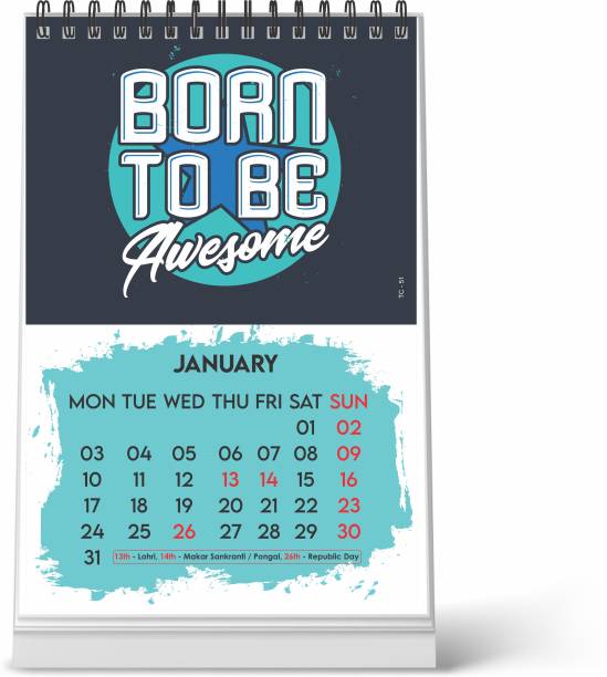 ESCAPER Born To be Awesome Designer Calendar 2022 Desk Motivational (A5 Size - 8.5 x 5.5 inch - 12 Pages Month Wise) | New Year Calendars 2022 2022 Table Calendar