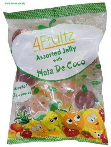 4Fruitz Assorted Jelly With Nata De Coco 200gm, Pack Of 1 (Imported) strawberry Jelly Candy