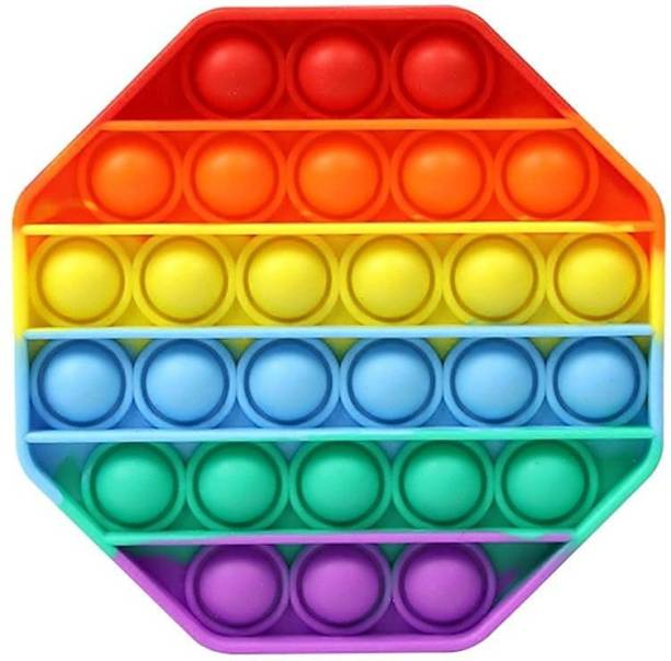 GAMLOID HOT SELLING Pop It Silicone Fidget Toys, Push Bubble Fidget Sensory Toy Stress Relief | Learning Toys | Educational Toys | Non Toxic Toy Sensory Novelty Gifts for Girls Boys Kids Adults (Hexagon Rainbow)