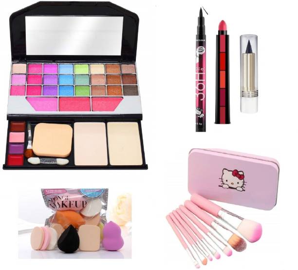 teayason All in One 6174 Travel Fashion Makeup Kit for Girls with EyeLiner, Kajal, Makeup Brushes, Sponges and 5 in 1 Lipstick