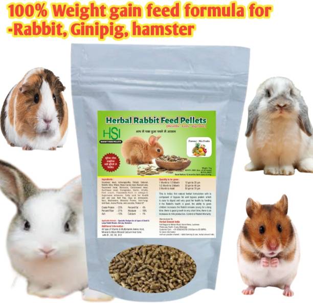 Herbal Sinovet India Mix-Fruits Rabbit feed pellets , ISO(9001-2015) certified, FSSAI Fruit 3 kg (2x1.5 kg) Dry Adult Rabbit Food