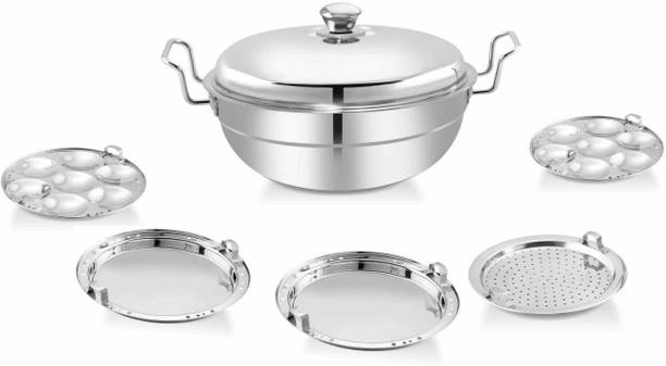 QSEC Heavy Stainless Steel Idli Cooker Multi utility Kadai Steamer | Thick Base All-in-One Big Size with 5 Plate | 2 idli | 2 Dhokla | 1 Patra |…