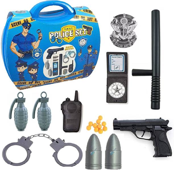 Amaflip Police Playset Toy for Boys with Handcuff, Mini Bullet Gun Toy for Kids Role Play Game Weapon Set Toy for Kids Boys