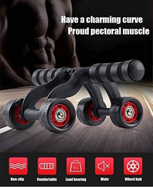 Manogyam 4 Wheels Power Wheel Triple Abdominal Roller Abs Workout Fitness Machine Gym Ab Exerciser