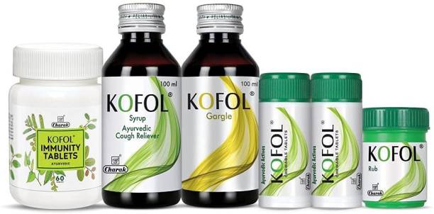 Kofol Range Kit Includes Immunity Tablets (60), Syrup (100ml), Gargle (100ml), Chewable Tablets (60+60) And Rub (20.5gm)