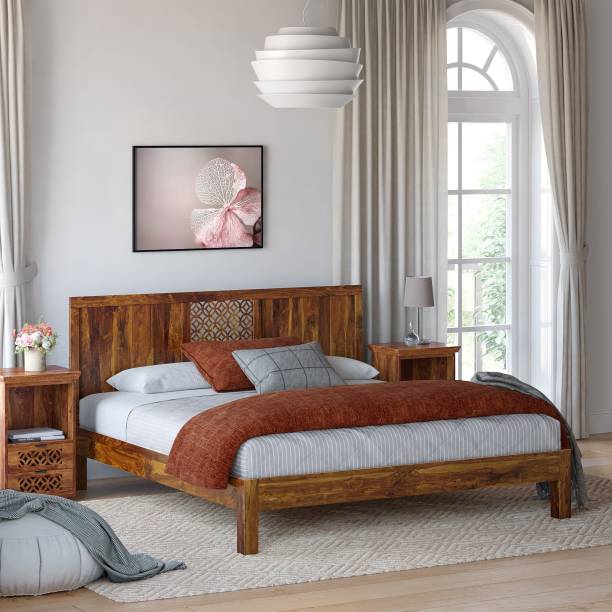 Wopno Furniture Pure Sheesham Solid Wood Queen Bed