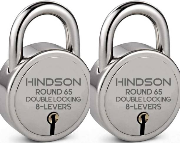 HINDSON Round 65mm Double Locking, 8 Levers with 3 Iron Key, Pack of 2 Padlock