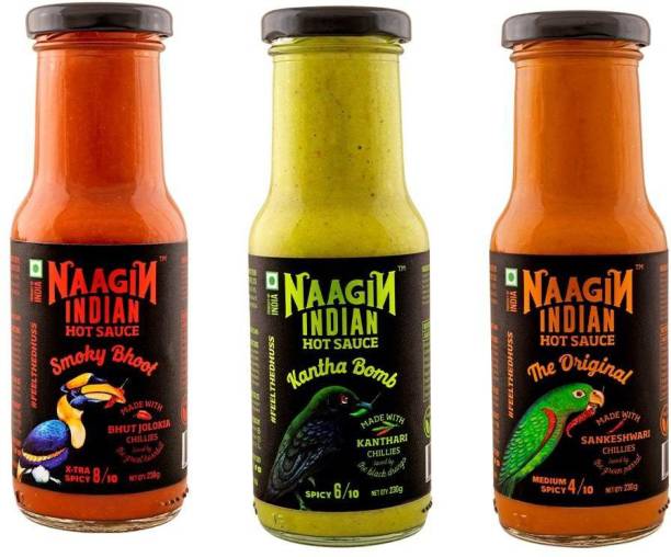 NAAGIN Hot Sauce Combo - The Original, Kantha Bomb & Smoky Bhoot (Pack of 3) Sauce
