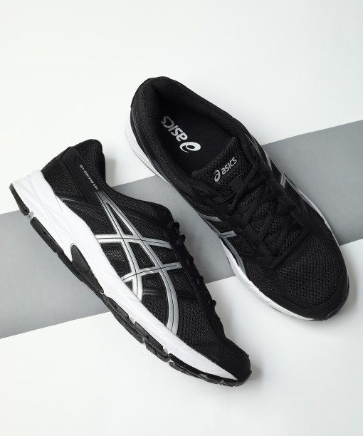 asics all black running shoes