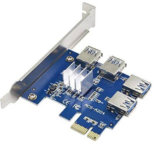 Tobo PCIe Multiplier, PCIe Splitter 1 to 4 PCI-Express 16X Slots Riser Card, PCI-E 1X to External 4 USB 3.0 Adapter for BTC Miner Machine GPU Mining Network Interface Card