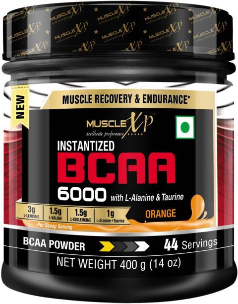 MuscleXP Instantized BCAA 6000 with L-Alanine & Taurine - 400g (14 Oz) Orange - 44 Servings BCAA