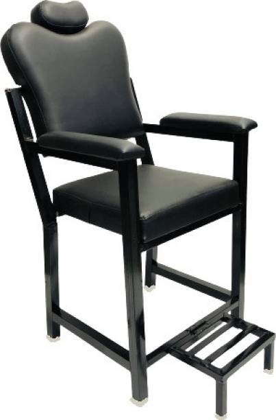 KITHANIA Beauty Parlour/Salon/Cutting/Barber/Parlor/Makeup/Makeover Chair Made of Iron Frame with Leather cushoin seat Back (Without Push Back System) (Black) Styling Chair with Leg Rest