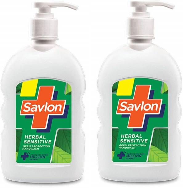 Savlon Herbal Sensitive Germ Protection Handw0ash (500ml X2) Hand Wash Pump Dispenser