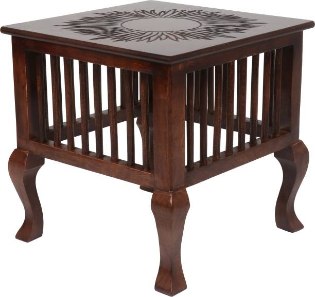 FABULO Wooden Beautiful Handmade Stool - Antique Table for Bedroom, Hall, Balcony, Living Room - Wood Corner Side Stools - Solid Square Peg Tables for Decoration Engineered Wood End Table