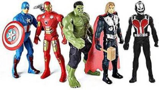 SSJMart Avengers 5 Super Heroes Captain America , Iron man , Spiderman , Hulk and Thanos