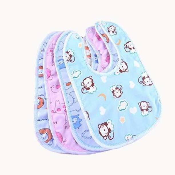 Baby Desire Waterproof Newborn Baby Bibs in Cotton Baby Apron for 0-9 Months - Set of 4 Pieces (Print May Vary)