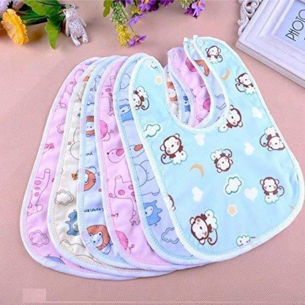 Baby Desire Waterproof Newborn Baby Bibs in Cotton Baby Apron for 0-9 Months - Set of 6 Pieces (Print May Vary)
