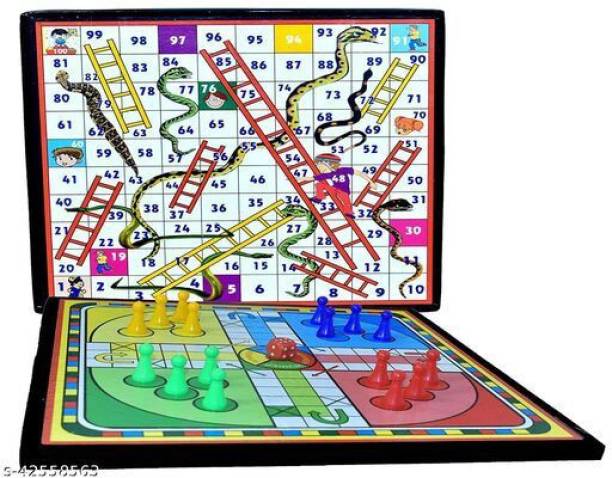 Pritigroup Ludo & Snake Ladder Wooden Board 12-12.5 Party & Fun Games Board Game 1 cm Surfing Board