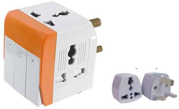 HI PLAST Pin Multi Plug with Individual Switch,Safety Shutter,Fuse and Indicator,Power Plug Adapter with free travel plug 5 A Three Pin Socket