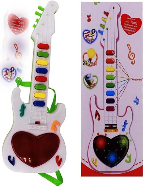 Zenex store Music mini guitar sound 3D light battery operator. (Best gift girls & Boys Mini guitar toys)