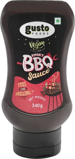 Gusto Foods Vegan Spicy Smokey BBQ Sauce | Tangy Hot Barbeque Sauce | Grilled American Flavour Dip BBQ Hot Sauce