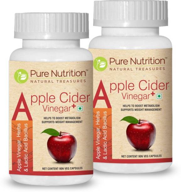 Pure Nutrition Pack Of 2Apple Cider Vinegar Plus (Includes Prebiotic Apple Pectin) 180capsules Vinegar
