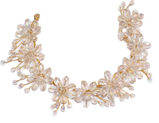 VAGHBHATT Crystal Party Bridal Fancy Hair Clip Hair Accessories Tiara Accessories for Women Pins Artificial White Stone Flowers Accessories Bun