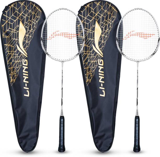 LI-NING Smash XP 90 IV Badminton Racket (Set of 2 + 2 Full Covers) (Strung, White/Silver) Multicolor Strung Badminton Racquet