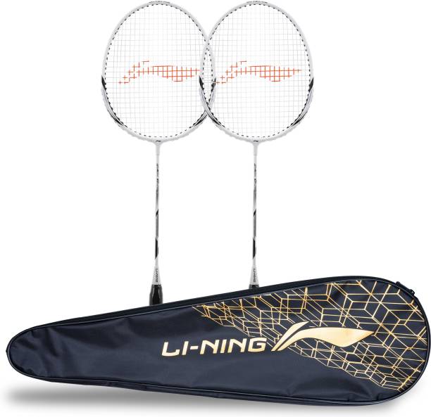 LI-NING Smash XP 90 IV Badminton Racket (Set of 2 + 1 Full Cover) (Strung, White/Silver) Multicolor Strung Badminton Racquet