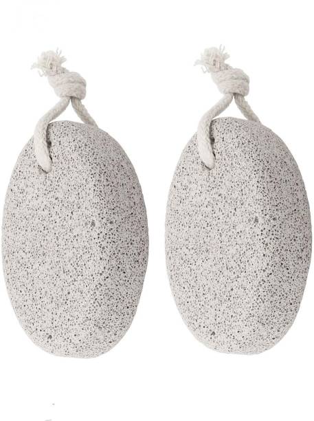 The Shine Store Ovel Shaped Pedicure Pumice Stone Scrubber White With Rope For Foot Combo