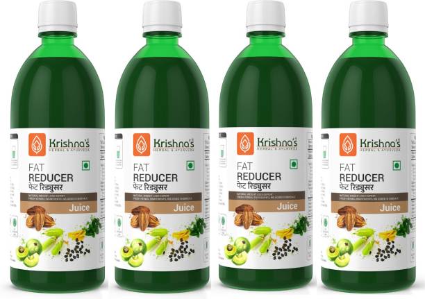 Krishna's Herbal & Ayurveda Combo of 4 Fat Reducer Juice | Lose Weight Naturally | Improves Digestion | Strengthen Muscles | Helps Controlling Cholesterol | 500 ml Each