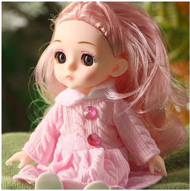 Tickles Set Movable Joint Makeup Girl Cute Brown Eyes Fashionable Doll for Kids Girls