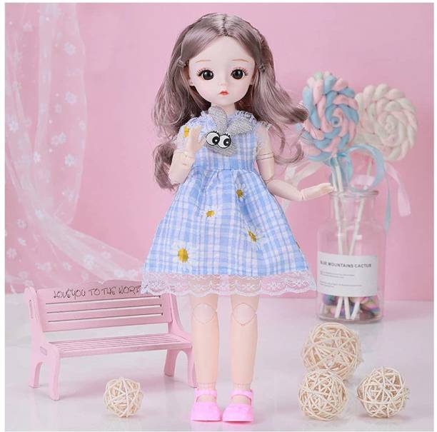Tickles Set 13 Movable Joints Makeup Cute Girl Brown Eyes Fashionable Doll for Kid Girl