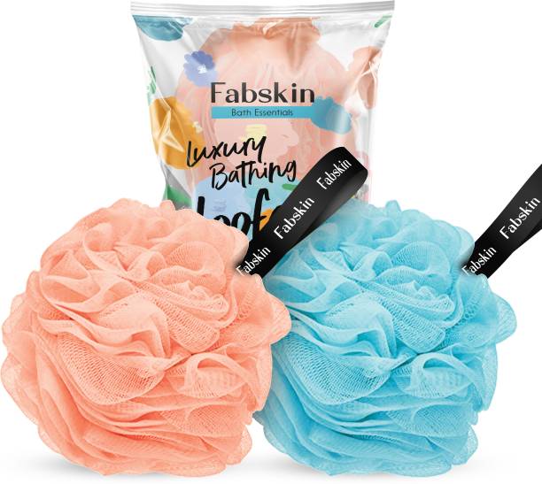 Fabskin Luxury Bathing loofah Couples Pack of 2 (Peach & Sky Blue Color)