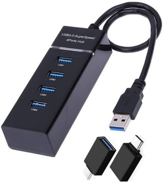 Technobyte 4 Port USB 3.0 HUB/Parking Strip + OTG C type Adapter (Combo Pack) Super Speed Media Streaming Device