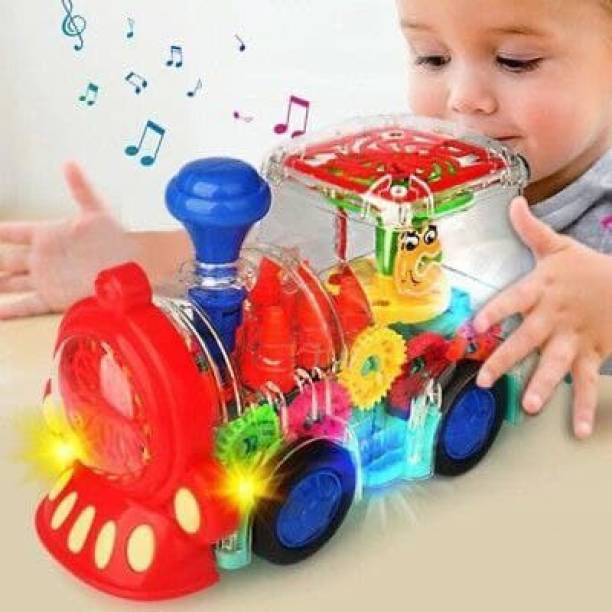 Galox Transparent train Musical and 3D Lights Kids Transparent train Toy for Kids Baby Toy