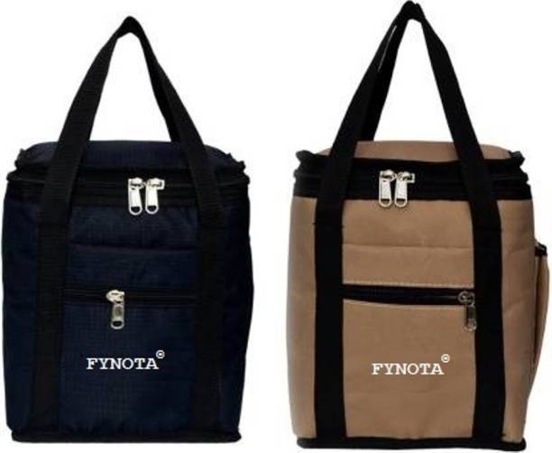 Fynota Fashion Combo Offer Lunch Bags (BEIGE BLACK) Branded Premium Quality Carry on Tote for School Office Picnic Travel Camping Outdoor Pouch Holder Handbag Compact Heat Preservation Waterproof Hygiene Meal Prep Box Bag for Men Women and Kids, Color (COMBO BEIGE BLACK) Small Travel Bag - midam sized (BEIGE BLACK) Waterproof Lunch Bag