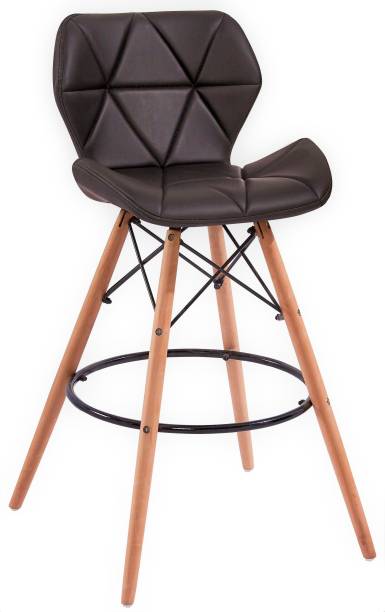 Finch Fox Home Living Eliot Full Back Bar Stool in Black Colour Engineered Wood Bar Chair
