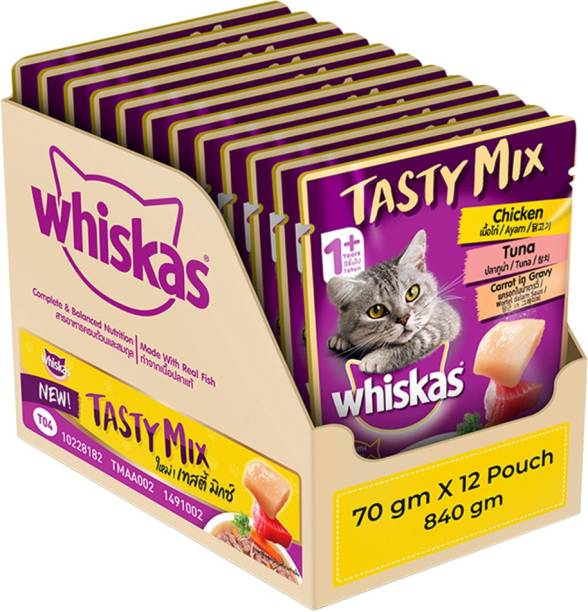 Whiskas Tasty Mix Chicken, Tuna 0.84 kg (12x0.07 kg) We...