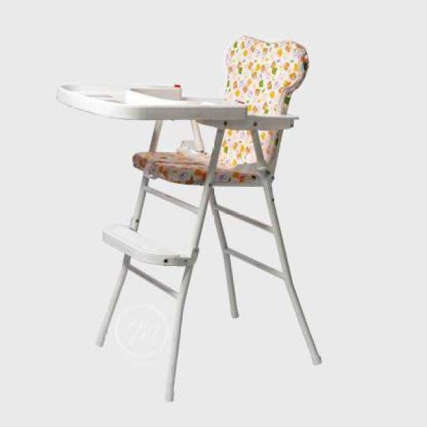 sunbaby Foldable High Chair, Feeding Chair with Food Tray, Foot Rest, Cushioned Seat and Back Support for Kids, Babies