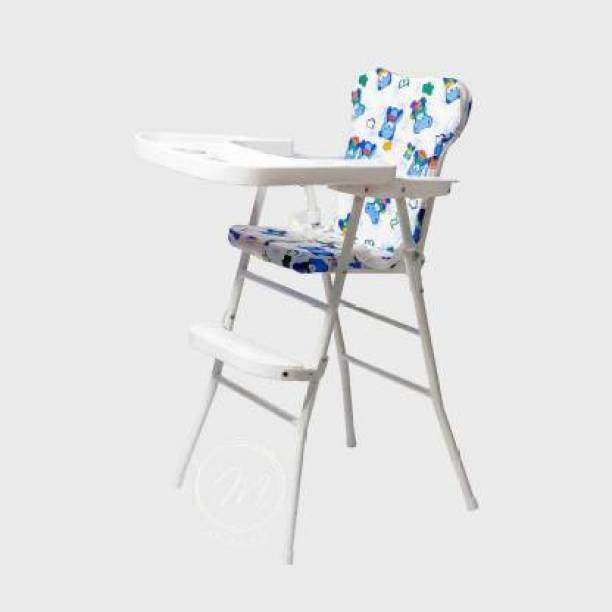 sunbaby Foldable High Chair, Feeding Chair with Food Tray, Foot Rest, Cushioned Seat and Back Support for Kids, Babies (Blue)