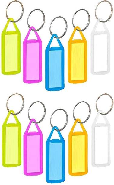MOREL PLASTIC KEYCHAIN & KEYRINGS WITH NAME LABEL KEY TAGS, MULTICOLOR KEYTAGS FOR HOME OFFICE OR KITCHEN, KEYCHAIN WITH NAME TAG (PACK OF 10) Key Chain