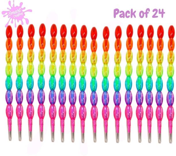 SmartCrafting MULTI COLOUR Stacking Non Sharpening Pencil for Kids/Pearls Moti Design/Birthday Party Return Gifts Pencil